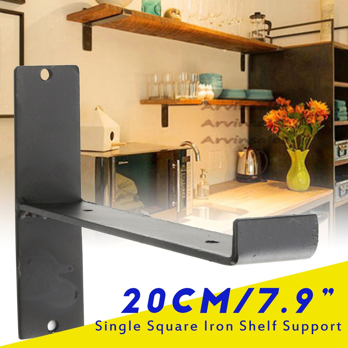 2pcs 20cm Wall Mounted Shelf Bracket Heavy Duty Scaffold Board Floating Bracket Industrial Iron Support Table