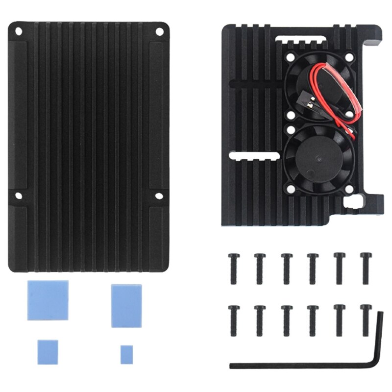 Voor Raspberry Pi 4 Fan Case Met Dubbele Koelventilator Aluminium Heatsink Eenvoudige Verwijderbare Cover: with fan