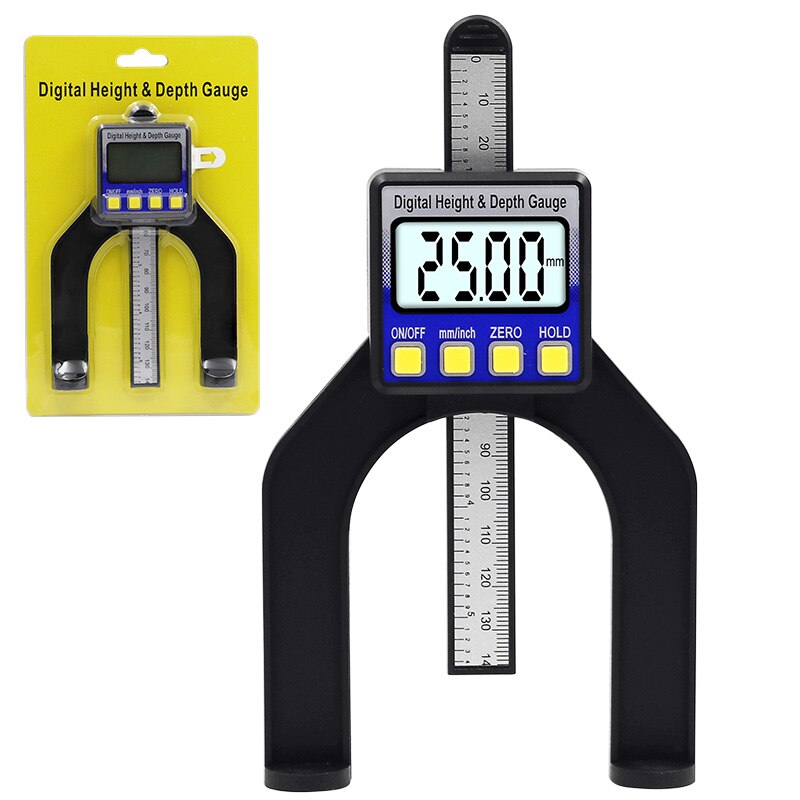Digital Depth Caliper height gauge Digital Tread Depth Gauge LCD Magnetic Self Standing Aperture 0-80mm: ruler package