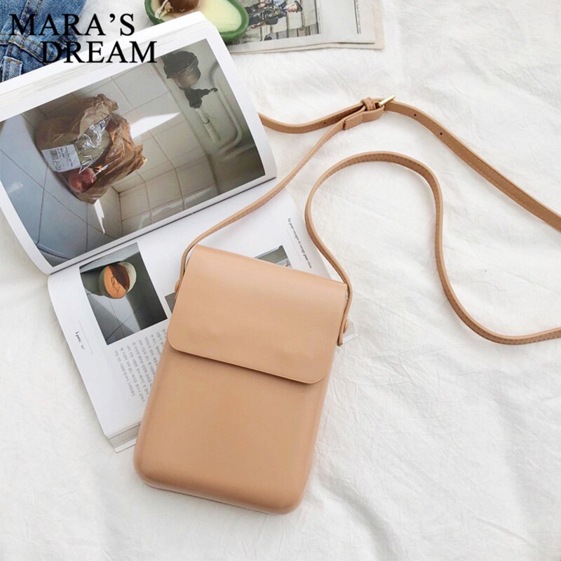 Mara's Dream Solid Color Women's Bag Shoulder Messenger Wild Simple Pu Leather Flip Vertical Small Square Bag