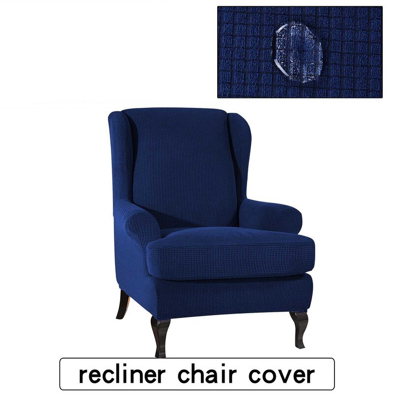 Vattentät all-inclusive elastisk fåtölj wingback soffa rygg stolsöverdrag fritidspall överdrag rutiga ränder skydd överdrag