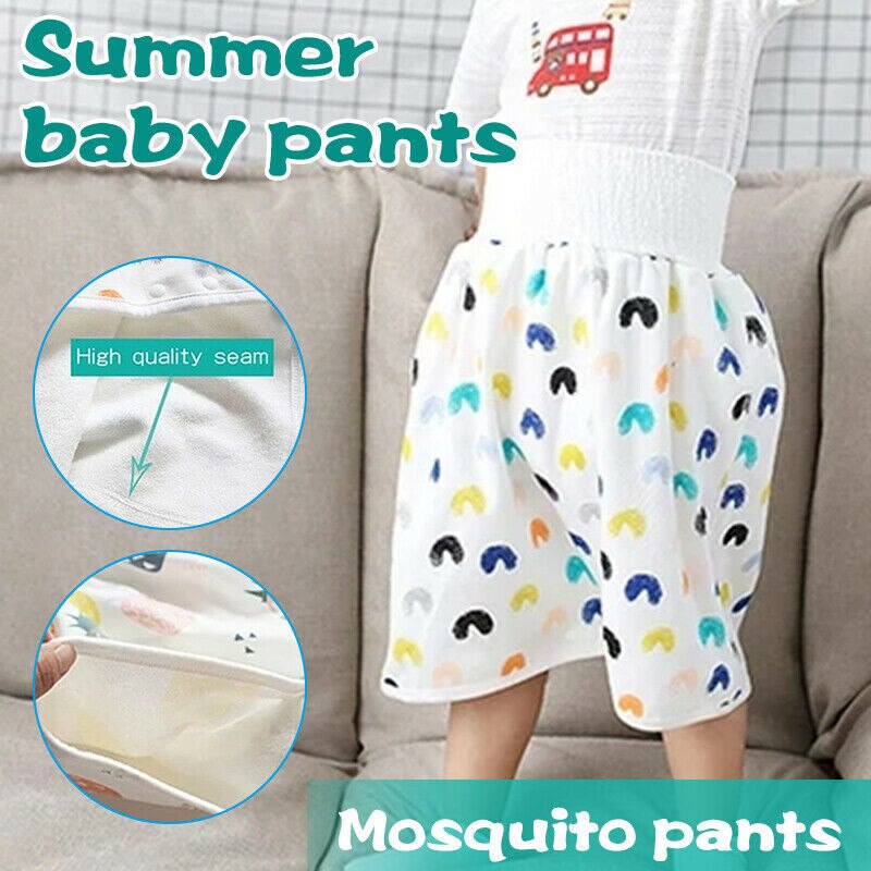 Baby Waterproof Diaper Skirt Pants 2 in 1 Comfy Unsex Waterproof and Absorbent Shorts Loose Harem Shorts Children Underwear