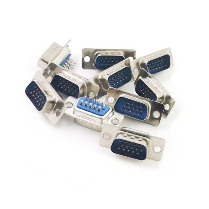10 Uds RS232 DB15 3 filas Serial VGA 15 pines hembra 3 filas tipo soldadura enchufe D-SUB conector macho
