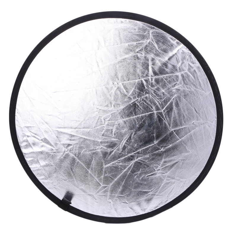 OOTDTY 2 in 1 60cm Light Mulit Collapsible Disc Photography Reflector Silver/White