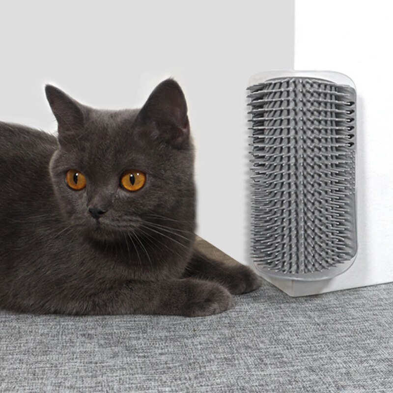 Brosse de Massage d&#39;angle mural pour chat, auto-toilettage avec cataire herbe-aux-chats doux, brosse pour le visage avec un peigne chatouillant, fournitures de toilettage pour animaux de compagnie