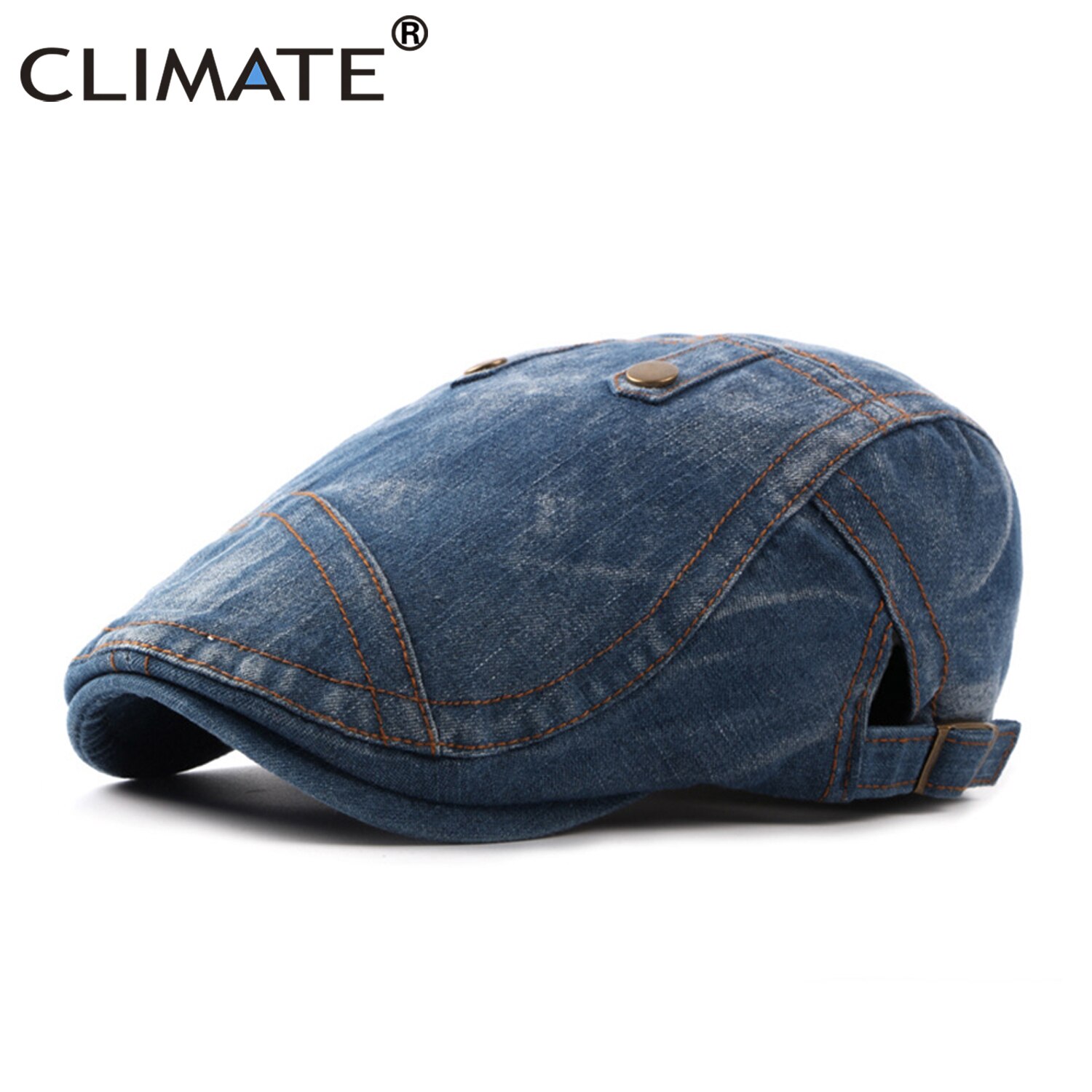 Klimat män denim basker platt keps pappa hatt män hatt keps cowboy tyg jean vuxen jeans hatt justerbar marinblå jeans platt kepsar
