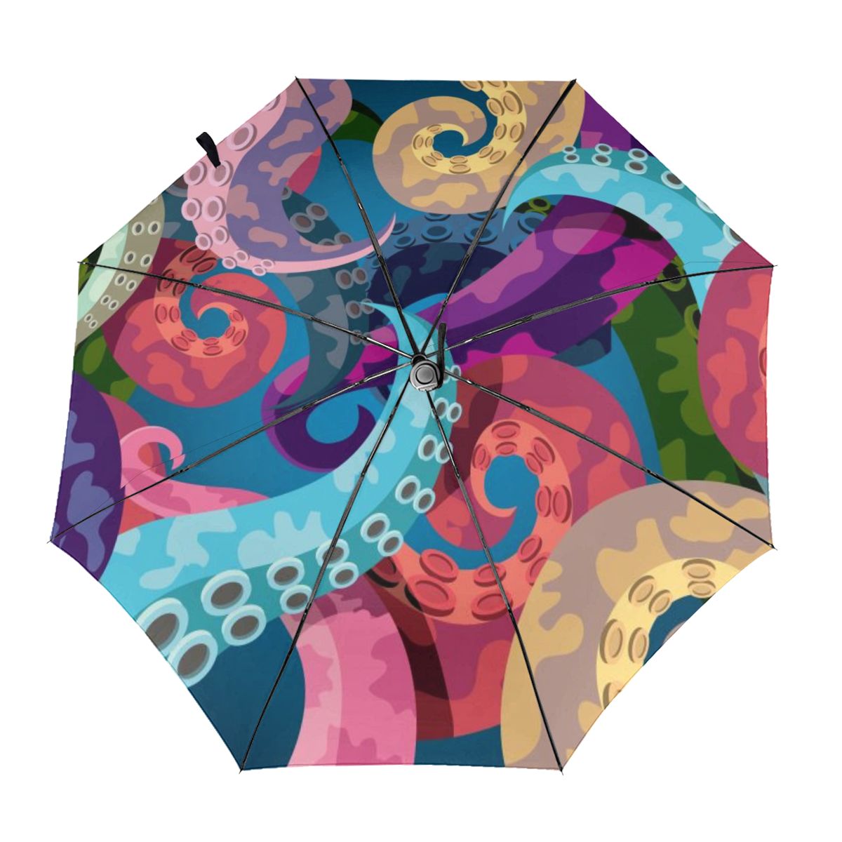 Résistant au vent pliant automatique parapluie femmes Auto poulpe tentacules coloré coupe-vent parapluies pluie pour hommes Parasol: Inside Print