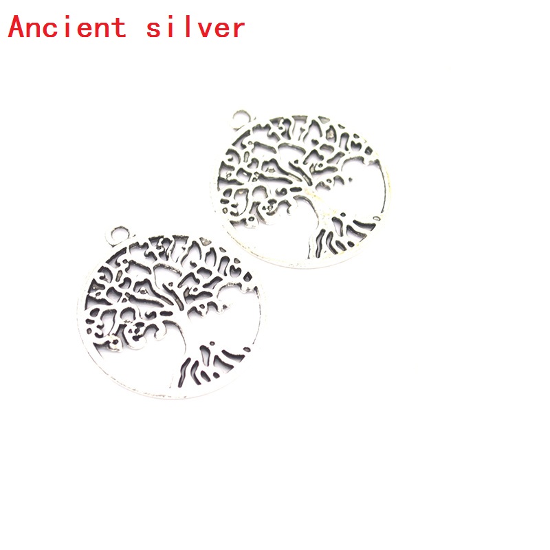 10 stücke legierung Tibetischen Versilbert lebensbaum Charme Anhänger für Schmuck Handgemachte Fertigkeit DIY 29*26mm 21112: Antique silver