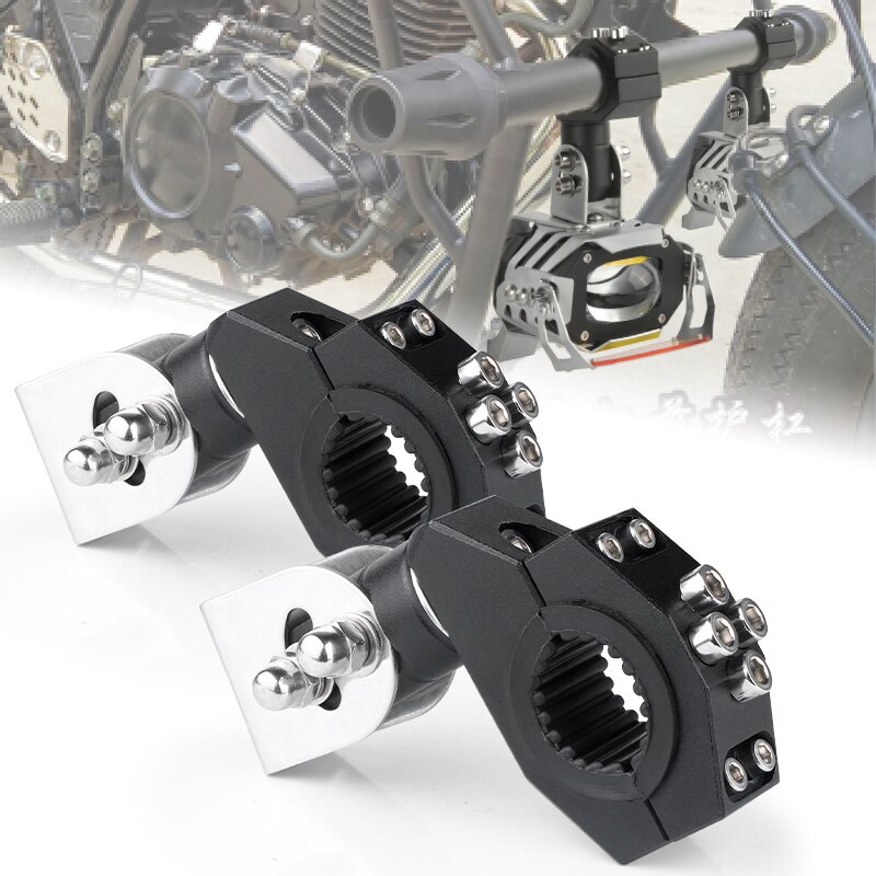 Motorcycle Spotlight Bracket 19-27mm Flip-chip Aluminum Motorcycle Bumper Spotlight Auxiliary Lamp Metal Bracket Universal