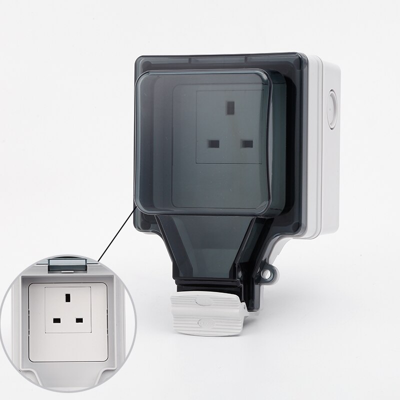 Waterproof UK Socket weatherproof Electrical Wall Outdoor 13Amp Storm 2 Gang IP66 Outside Double Outlets