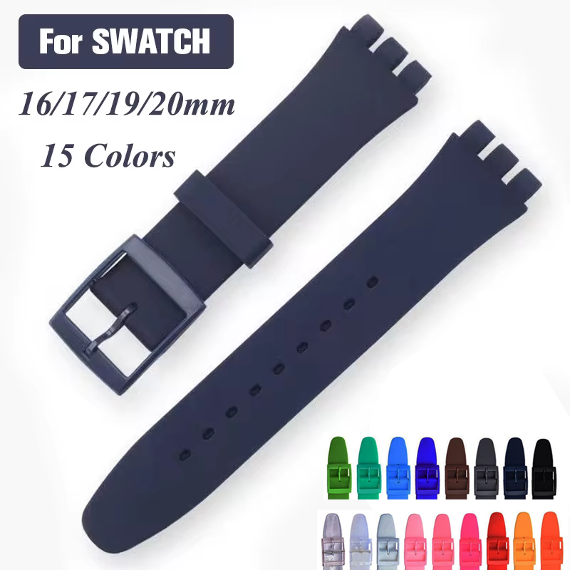 16mm 17mm 19mm 20mm Zachte Siliconen Armband Kleurrijke Horlogeband voor Swatch Horlogeband Vervanging Horloges accessoires met Tool