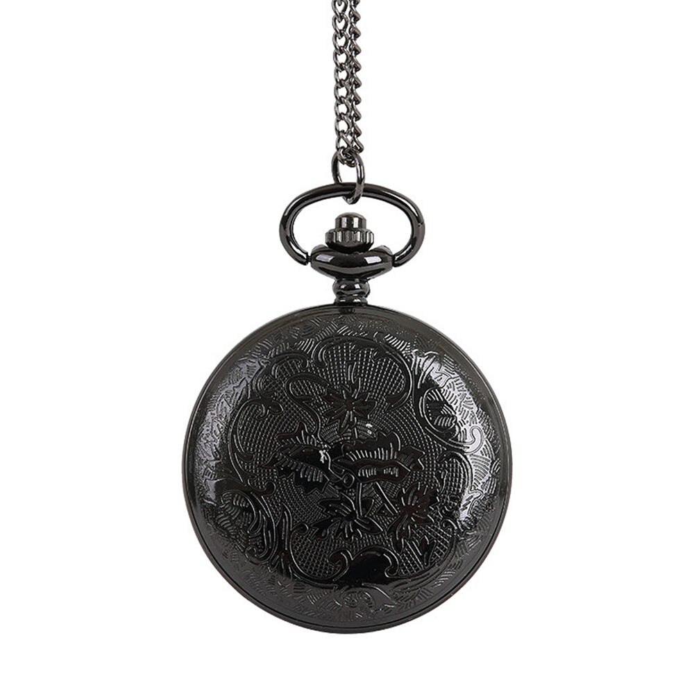 Vintage 40 CM Chain Smooth steel Quartz Pocket Watch Vintage Roman Numeral Dial Pendant Fob Watch Clock