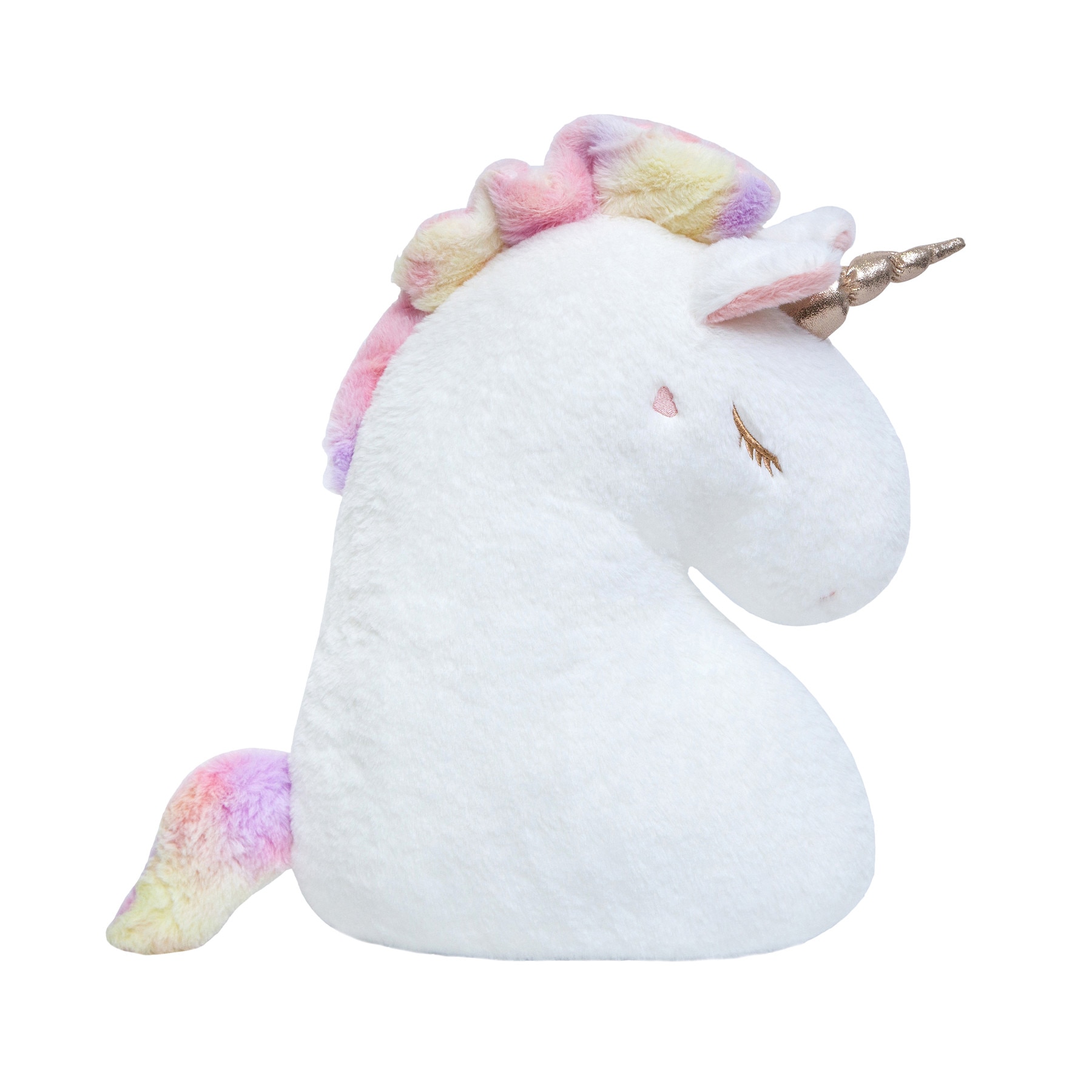 Adorable licorne tête en peluche oreiller flou doux en peluche Animal décor oreiller enfants lit lit jeter oreiller