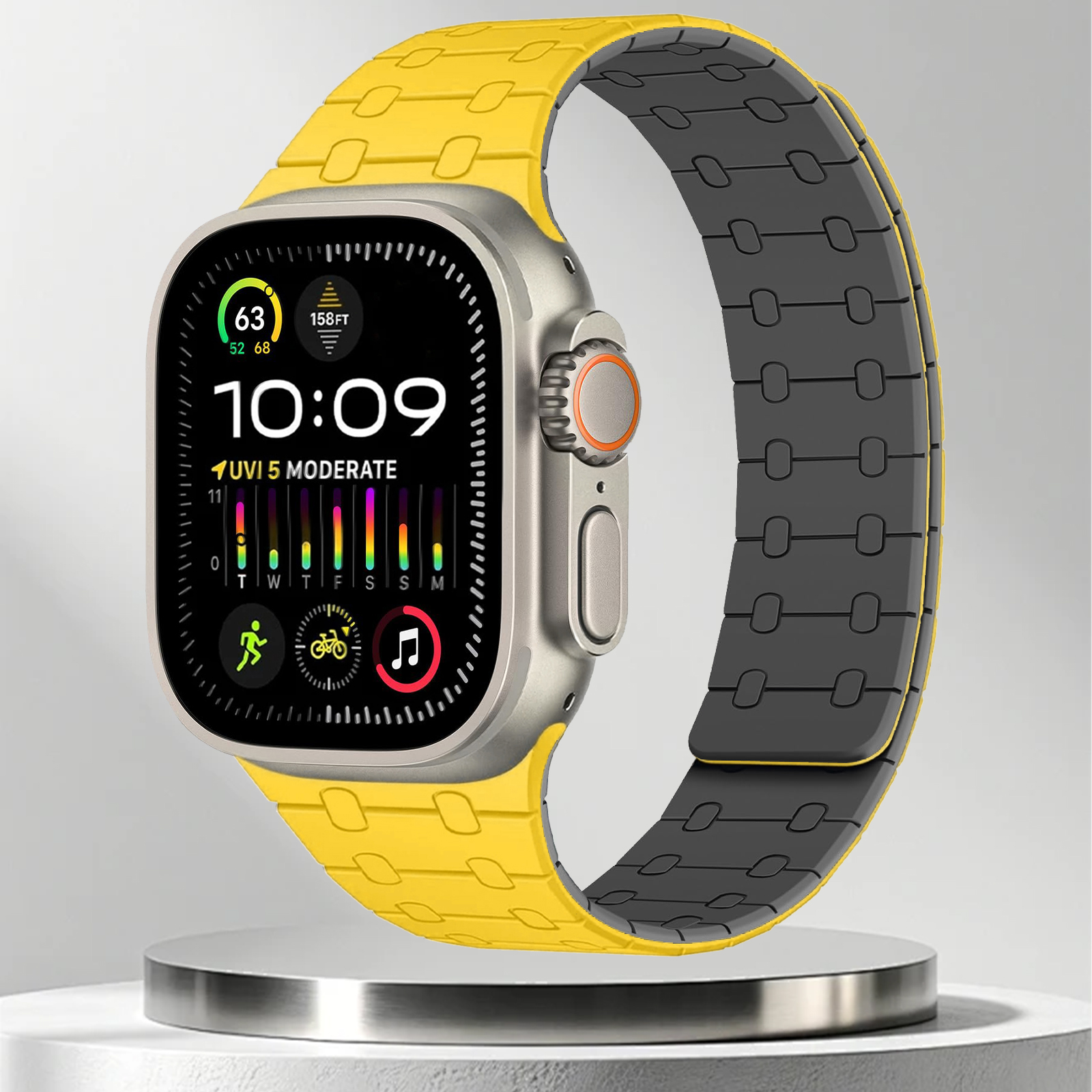 Magnetisk rem til apple watch series 10 46mm 42mm 9 8 7 45mm 41mm silikonrem til iwatch ultra 2 49mm 6 se 5 4 44mm 40mm armbånd: M / Sølvgul