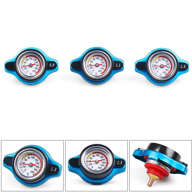Radiator Cap with Temperature Gauge 0.9 Bar/ 1.1 Bar/1.3 Bar Universal Radiator Cap for Car Motorcycle High Pressure