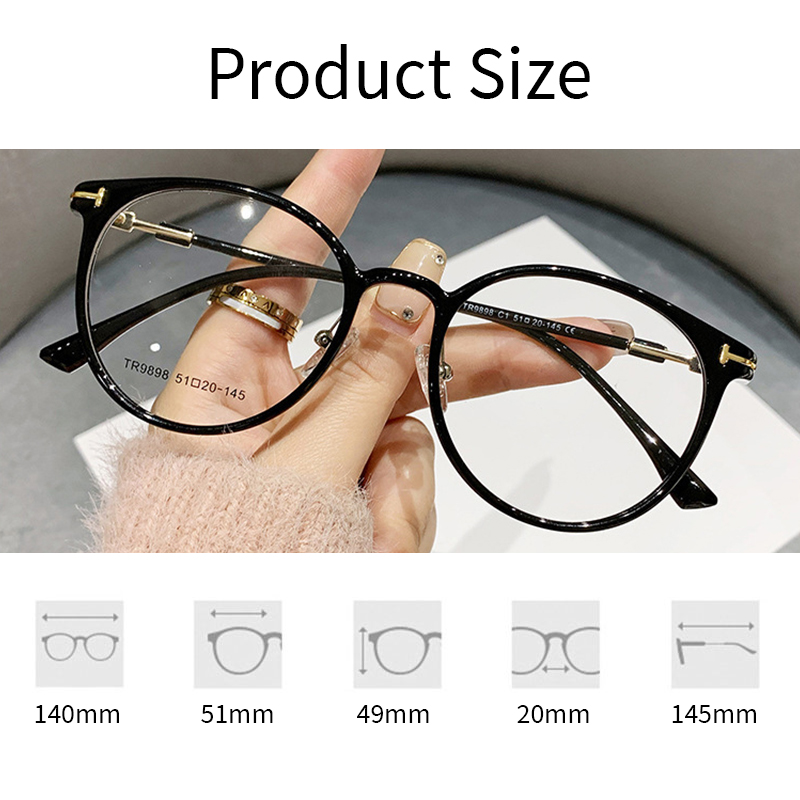 MOMOJA Men's Retro Round Glasses Frame Ultra-Light TR90 Alloy Optical Prescription Women's Eyeglasses Frames TR9898