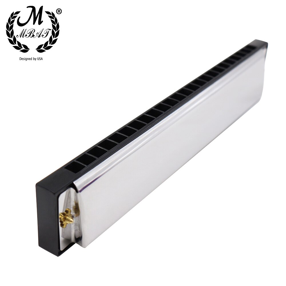 M MBAT 24 Holes Harmonica Tremolo Key C Silver Blues Jazz Rock Musical Instrument Diatonic Harp Beginner Musical Instrument