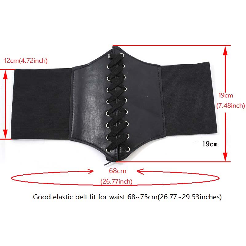 PU Leather High Waist Belt Super Wide Tied Waspie Belt for Dress Elastic Lace-up Cinch Women Corset Belt