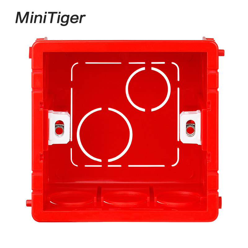 Minitiger justerbar monteringsboks intern kassette 86mm*83mm*50mm til 86- type berøringsafbryder og ledningsføring bagboks: Rød