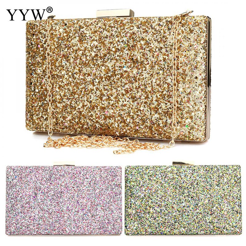 Sequined female Clutch Bag Evening Party Bag Handbag Women Shoulder messenger crossbody Bag Two Chain bolsa feminina