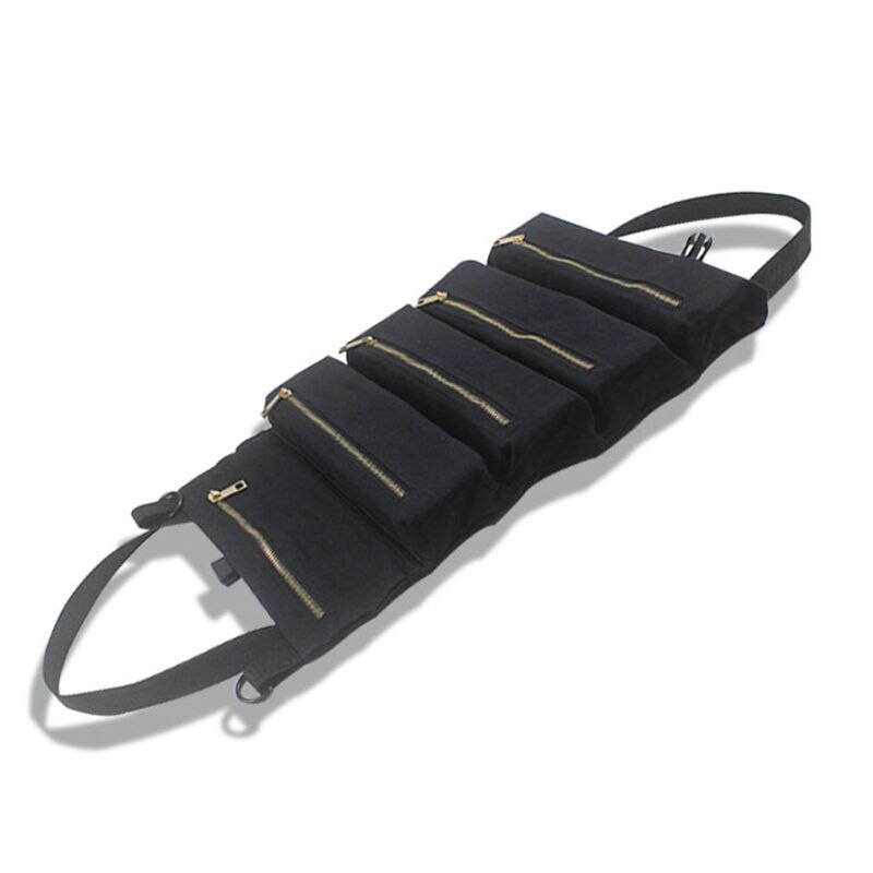 Multi-purpose Tool Roll Up Canvas Storage Bag Key Pouch Car Hang Zipper Carrier: BK