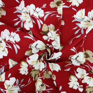 50cm*145cm 100%  raion pehmeä pyjama kangas kevät ja kesä mekko kangas puuvilla kangas materiaali pioni eettinen painatus viskoosi: Viininpunainen tulppaani