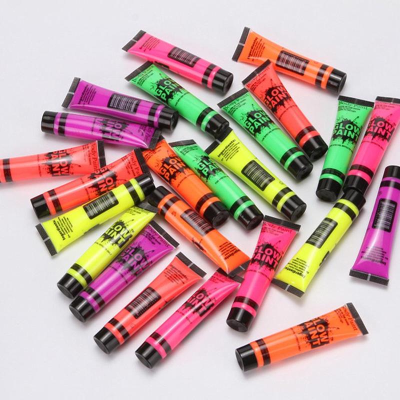 1Pcs 25Ml Nachtlampje Gezicht Verf Lichtgevende Make Fluorescerende Bodypaint Pigmenten Gezicht Body Art Verf Makeup Tools schmink