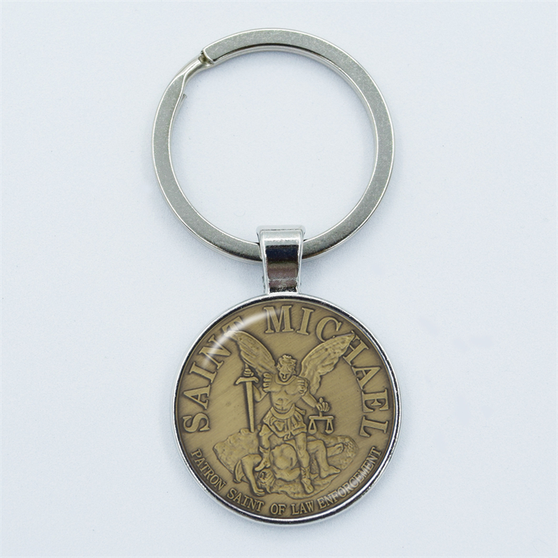 Aartsengel St.Michael sleutelhanger Bescherm mij Saint Shield Angel Protection hanger sleutelhanger Orhodox amulet christelijke sieraden cadeau