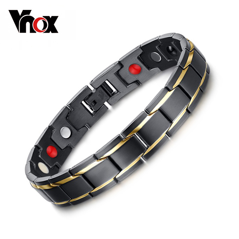 Vnox Diy Verstelbare Black Heren Rvs Lange Armbanden En Armbanden Gezondheidszorg Sieraden