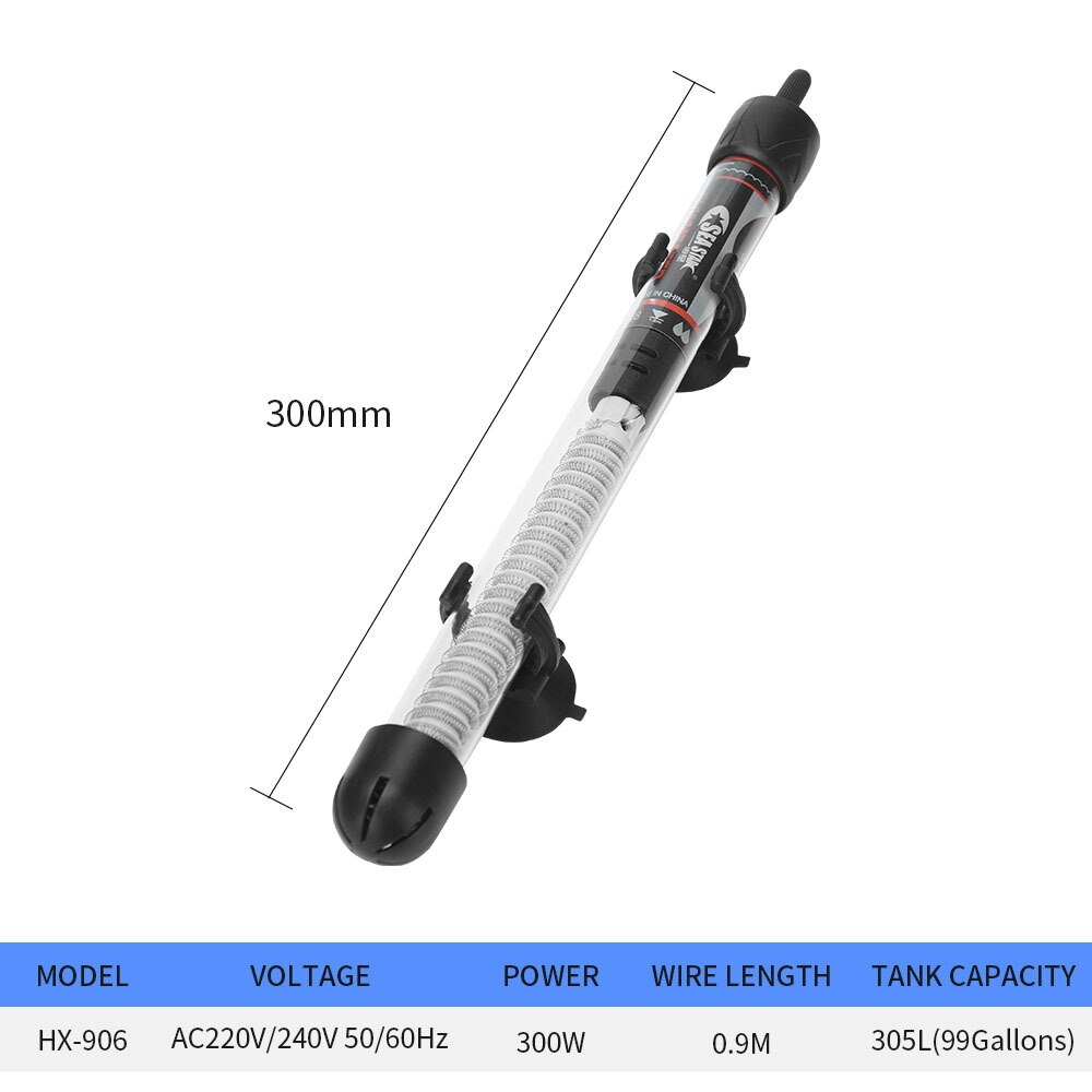Riscaldatore per acquario 25W/50W/100W/200W/300W riscaldatore per serbatoio di pesce sommergibile asta di riscaldamento a temperatura costante acquario essenziale: HX906-300W / EU Plug
