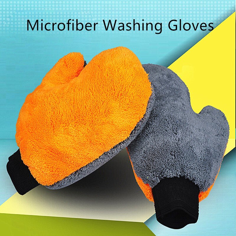 1 unidad de guantes de microfibra para lavado de coches, herramientas de limpieza para el cuidado del coche, absorción de agua, accesorios de felpa para coche, limpiador de polvo