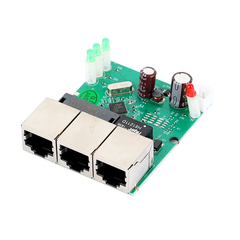 Data Transmission Conversion Distance Extended Ethernet 3-port Switch Module Splitter for Equipment Wiring Box