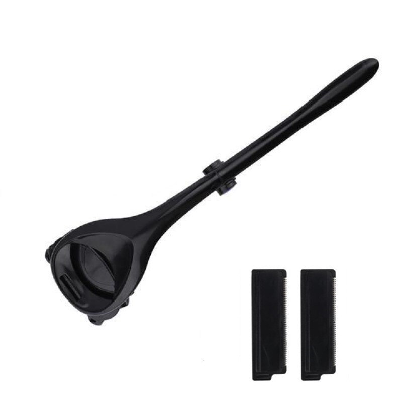 Afeitadora de espalda portátil para hombres, afeitadora de depilación de espalda, afeitadora corporal, recortadora, cabezal Flexible para afeitado seguro: Machine 1pair blade