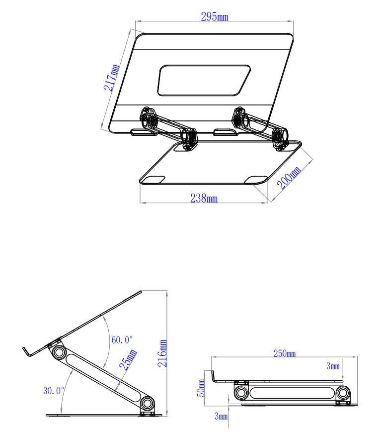 Aluminium Laptop Beugel Desktop Dubbele Stang Elevatie Draagbare Cooling Opvouwbare Computer Stand