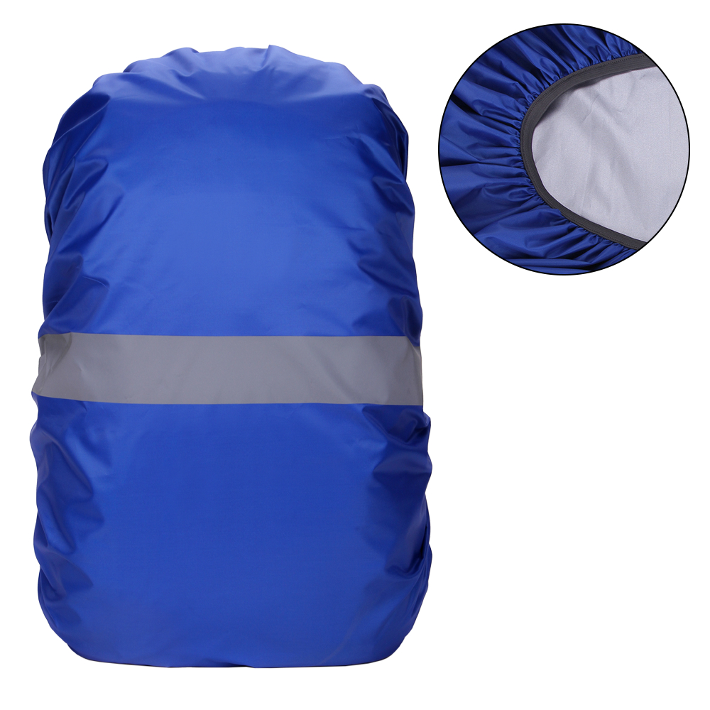 Waterdichte tas voor dames en heren, regenhoes, rugzakhoes met reflecterende strip voor fietsen, kamperen, wandelen en bergbeklimmen, blauw