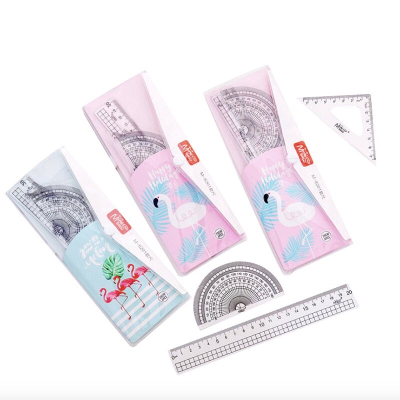 4 pcs/set Straight Ruler Protractor Students Math Geometry Office Soft Plastic Triangle Ruler Set School Supplies GG183