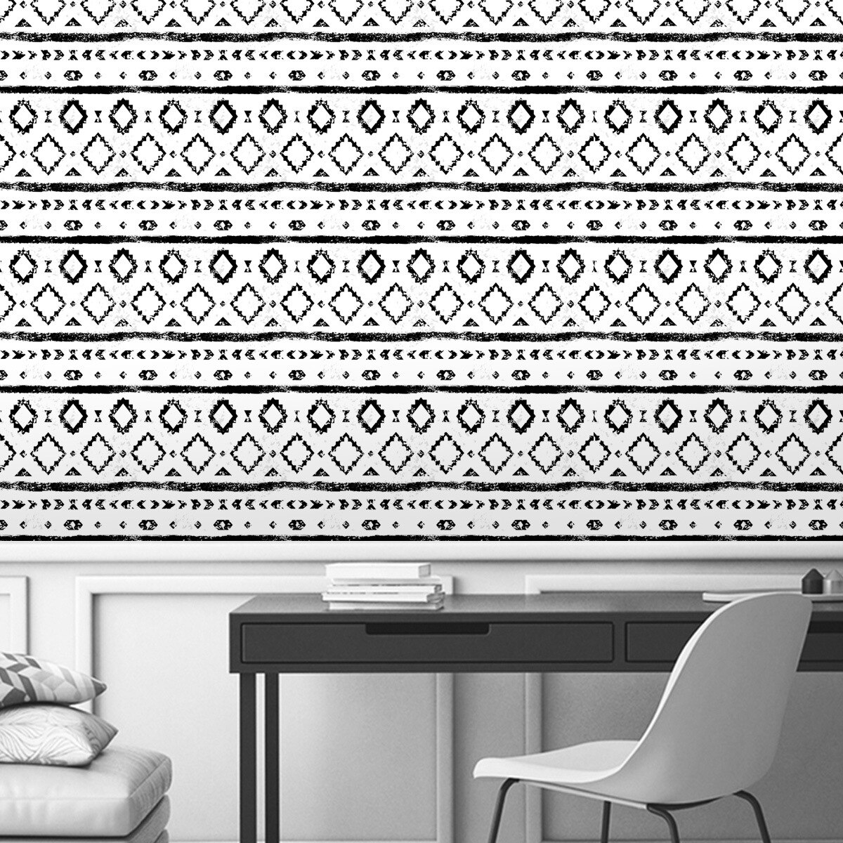 Black and White Geometric Graph Self-Adhesive Background Wallpaper Living Room Bedroom Wall Renovation Furniture Adhesive Paper