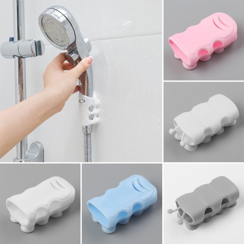 Movable Shower Head Holder with Suction Cup Adjustable Bathroom Hooks Silicone Punch-free Shower Holder Bathroom Accessories