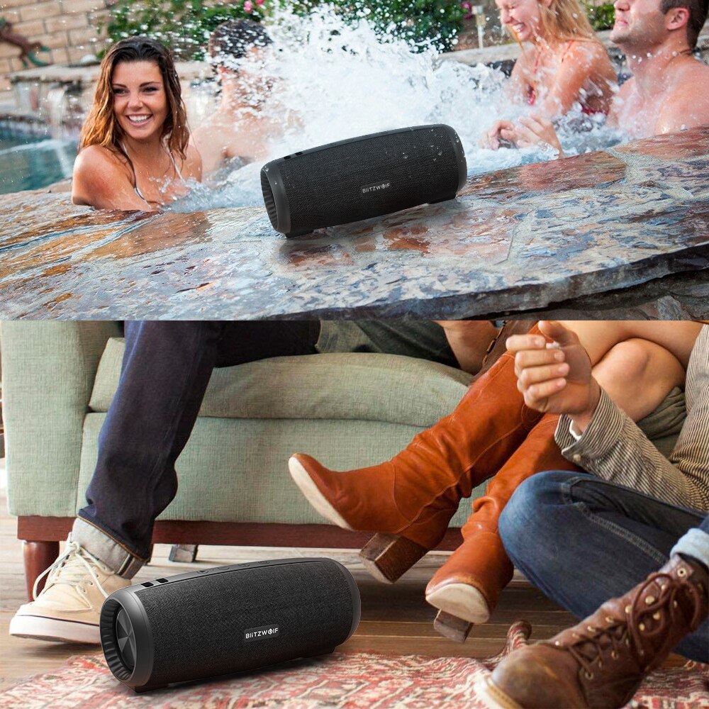 BlitzWolf BW-WA1 12W Wireless bluetooth 5.0 Speaker Dual Passive Diaphragm TWS Stereo TF Card U Disk Video Speaker with Mic