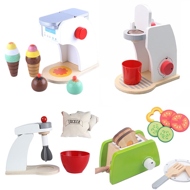 Children's Kitchen Toaster Coffee Maker Food Blender Salad Cooking Chef Toys For Girls Pretend Play Food Kids Miniature Kitchen