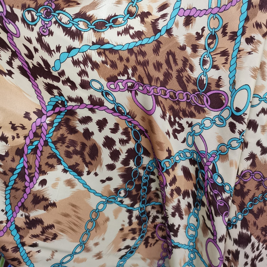 Satin stof kæde leopard print bånd materiale blank charmeuse polyester tilda tørklæde materiale
