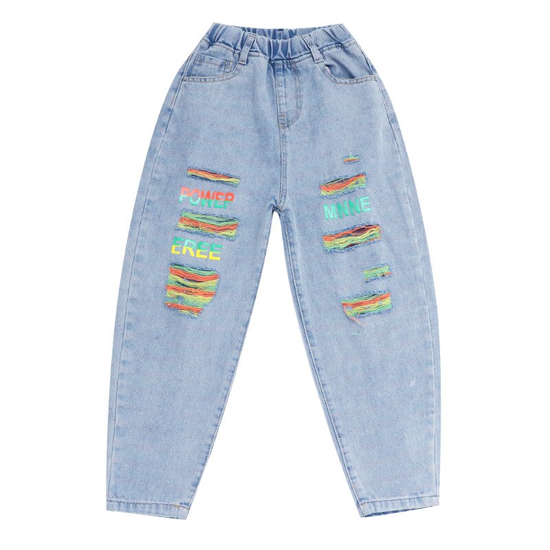 Zomer Meisjes Broek Dunne Jeans Liefde Hartvormige Borduurwerk Wijde Pijpen Jeans Split Lange Broek 4 6 8 10 12 13 Jaar Kinderen