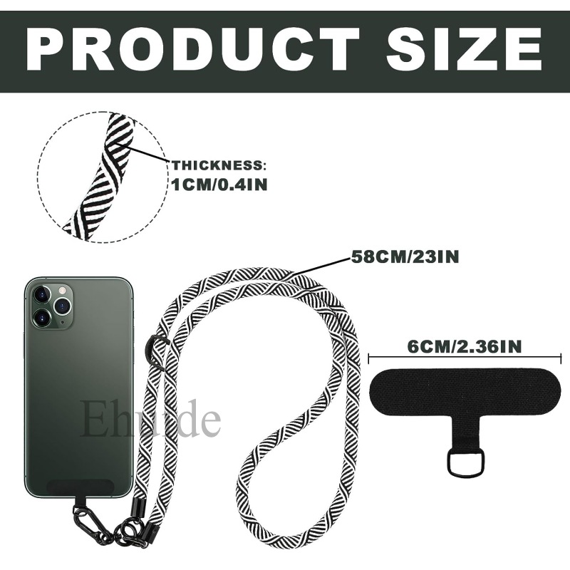 Multifunctional Cell Phone Lanyard Adjustable Crossbody Neck Nylon Shoulder Strap Universal 1 CM Thick Rope Mobile Case Cover