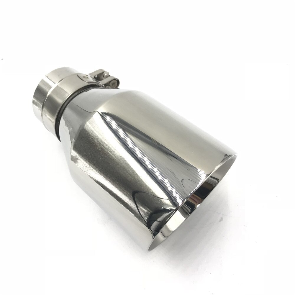 Stainless Steel Exhaust Tip - Silver Chrome Muffler Pipe Trim Tailpipe (140mm Length, 60mm Diameter)