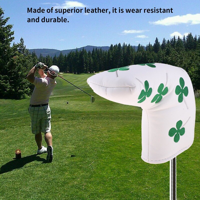 Shamrock Lucky Clover Golf Putter Head Cover Headcover Blade Black White Fit All Brands for Men Women