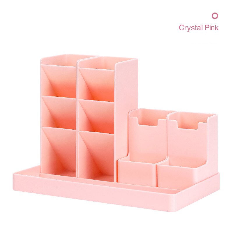 Large Capacity Desk Pen Holder Pencil Storage Box Desktop Organizer Stand Case School Office Stationery: Pink