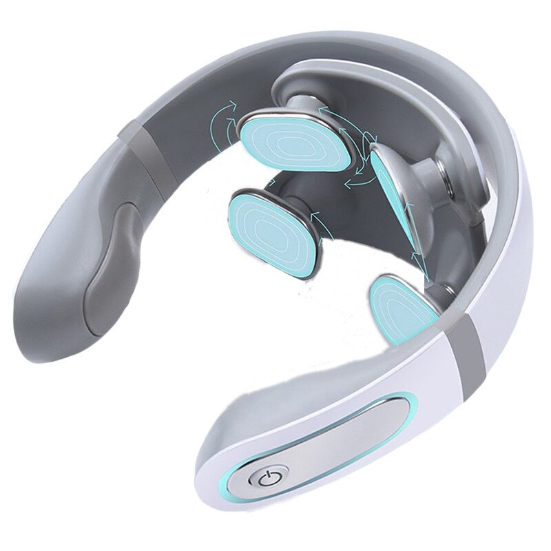 Wireless Electronic Neck Massager 4D Shiatsu Cervical Massager Stiff Neck Massage Health Care Therapy Pulse Pain Relief: 4 headRechargeable