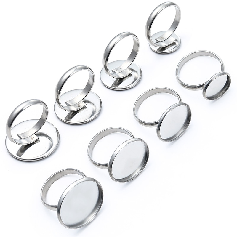 10 stks/partij Metalen Ring Instellingen Rvs Cabochon Ring Blank Base voor DIY Ring Sieraden Bezels Maken Bevindingen Fit 10 -30mm
