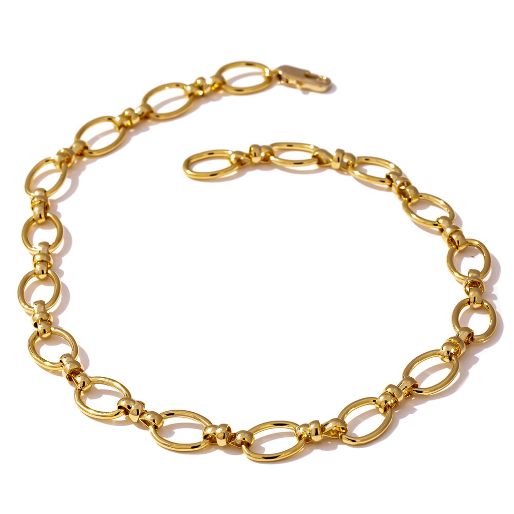 Yhpup Trendy Gold Farbe Metall Kragen Halskette Schmuck für Frauen Stilvolle Textur Kette Choker Halskette Collares De Moda: Default Title