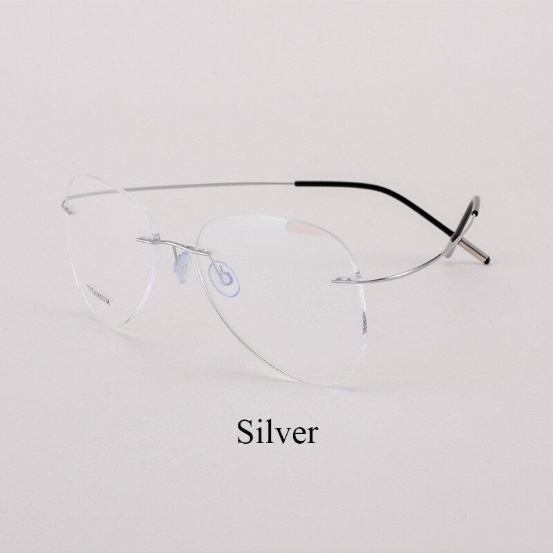 Bclear Titanium Randloze Brillen Optische Glazen Frame Mannen En Vrouwen Eyewear Lichtgewicht Flexibele Spektakel: Zilver
